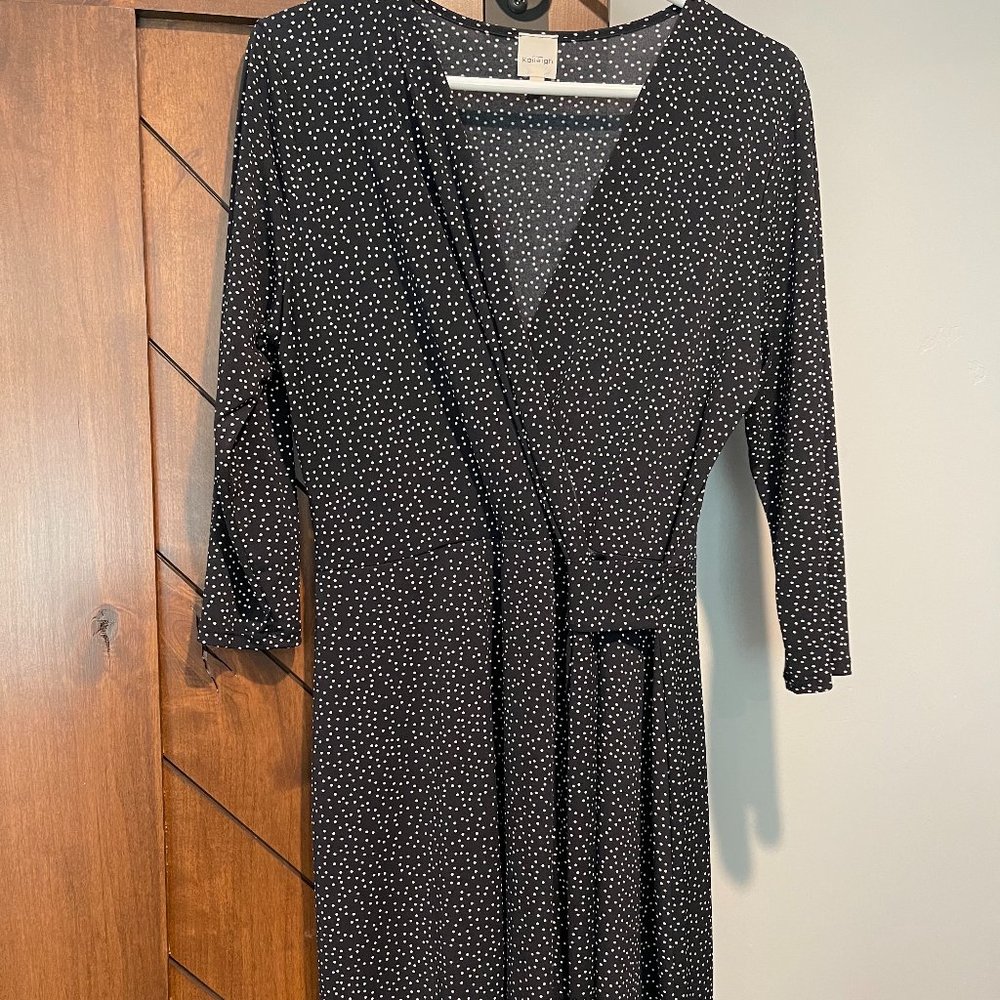 Navy Blue with White Wrap Dress